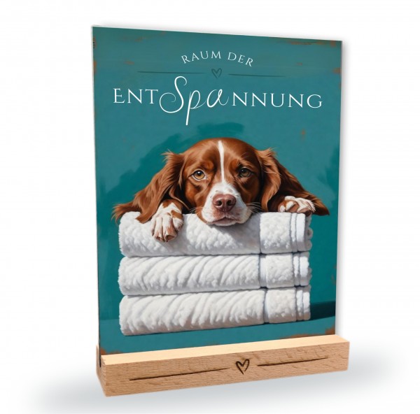 Hundeschild Deko Badezimmer Wellness Epagneul Breton Schild Spruch