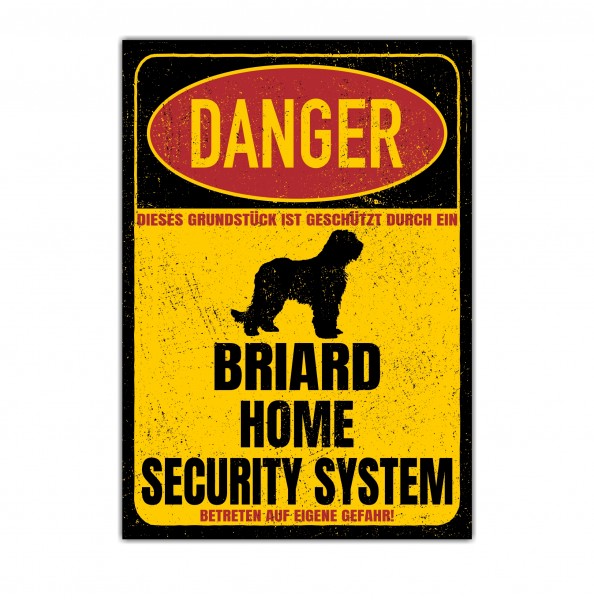 Briard Berger de Brie Dog Türschild Danger Security System Warnschild Hund Schilder Hundeschild happy Design by Siviwonder