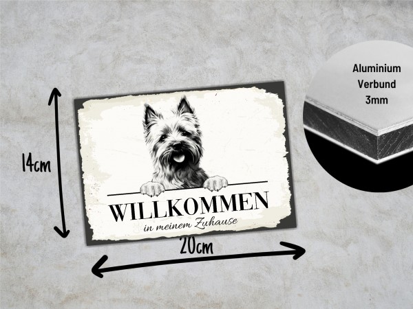Hundeschild Willkommen Zuhause Cairn Terrier Kern Schild Achtung Spruch Türschild