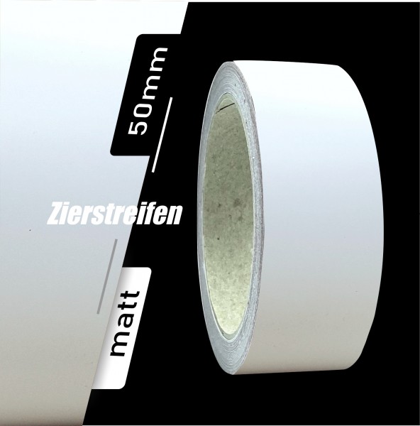 Zierstreifen Matt weiß white 50mm in in 10 m Länge für Auto Boot Klebeband Dekorstreifen Tuningstreifen Autofolie Siviwonder