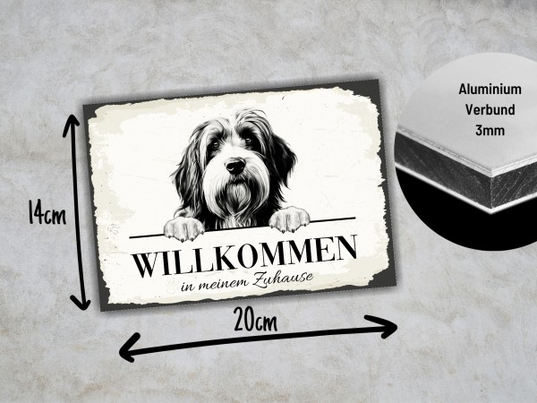 Hundeschild Willkommen Zuhause Bearded Collie Beardie Schild