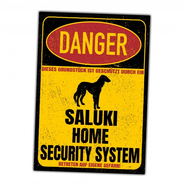 Saluki Türschild Danger Security System Warnschild Hund Schilder Hundeschild