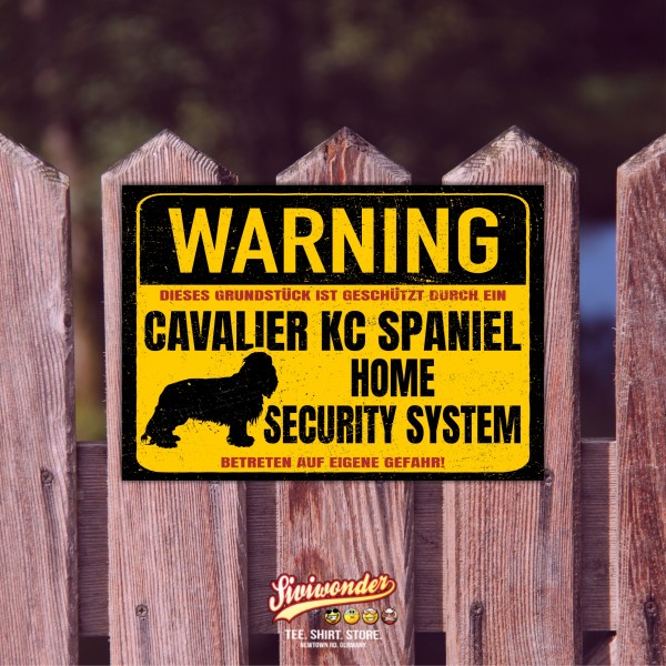 Cavalier King Charles Spaniel Dog Schild Warning Security System Türschild Hundeschild Warnschild