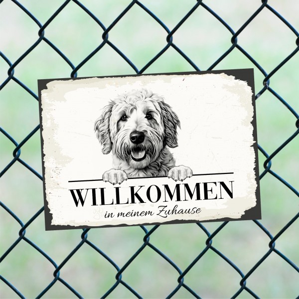 Hundeschild Willkommen Zuhause Goldendoodle Doodle Schild Achtung Spruch Türschild