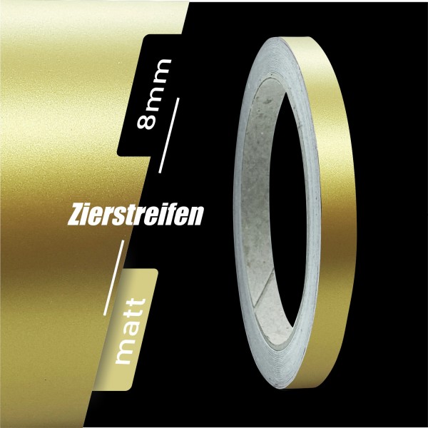 Zierstreifen Matt gold metallic 8mm in in 10 m Länge für Auto Boot Klebeband Dekorstreifen Tuningstreifen Autofolie Siviwonder