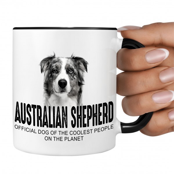 Australian Shepherd Aussie Australischer Schäferhund blue merle Dog cool Leute lustig Dog Tasse Kaffeetasse Kaffeebecher happy Design by Siviwonder