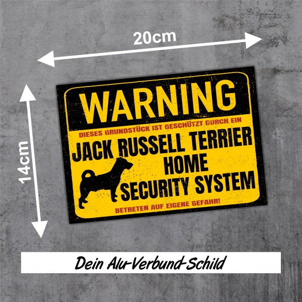 Jack Russell Terrier Schild Warning Security System Türschild Hundeschild Warnschild Hund JRT