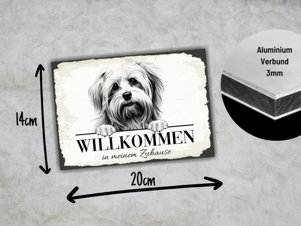 Hundeschild Willkommen Zuhause Löwchen Schild Achtung Spruch