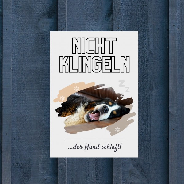 Berner Sennenhund Hund nicht klingeln schlafen Schild Dog Hund Spruch Türschild Hundeschild Wall Art Gefährte