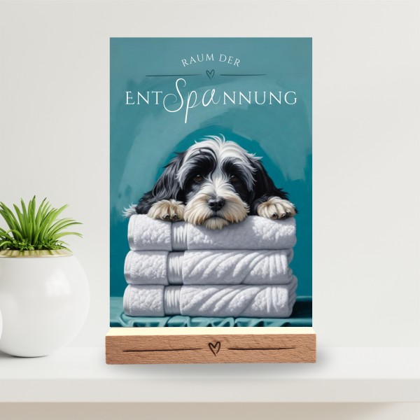 Hundeschild Deko Badezimmer Wellness Tibet Terrier Schild Spruch