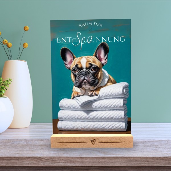 Hundeschild Deko Badezimmer Wellness French Bulldog Schild Spruch