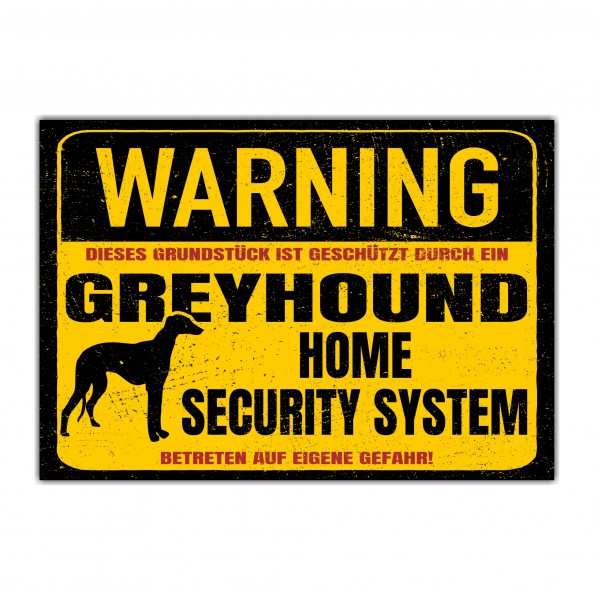 Greyhound Schild Warning Security System Türschild Hundeschild Warnschild Schild Hund