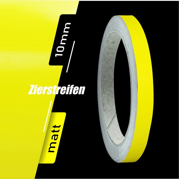 Zierstreifen Matt schwefelgelb gelb 10mm in in 10 m Länge für Auto Boot Klebeband Dekorstreifen Tuningstreifen Autofolie Siviwonder