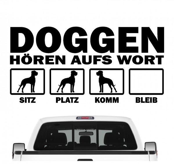 Dogge deutsche Great Dane Grand Danois Hört aufs Wort Hunde Aufkleber Sticker Autoaufkleber