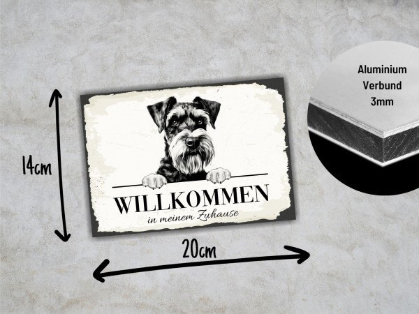 Hundeschild Willkommen Zuhause Schnauzer Schild Achtung Spruch