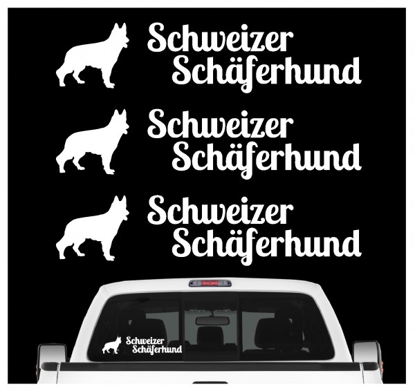 Schweizer Schäferhund weißer Berger Blanc Suisse 3er Set AUTOAUFKLEBER Aufkleber Hunde Hundemotiv by SIVIWONDER