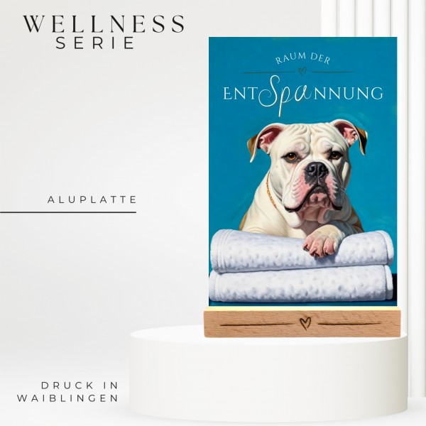 Hundeschild Deko Badezimmer Wellness Bulldog Schild Spruch