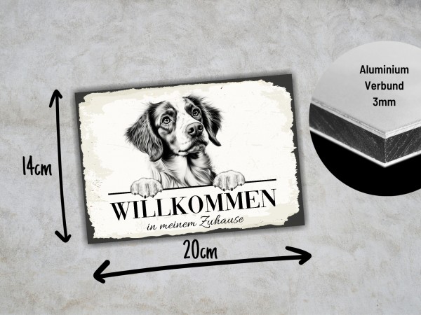 Hundeschild Willkommen Zuhause Epagneul Breton Schild Achtung Spruch