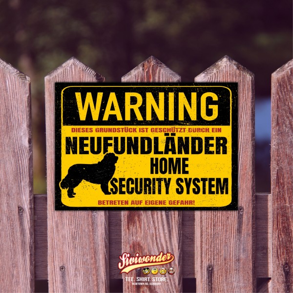 Neufundländer Schild Neufi Warning Security System Türschild Hundeschild Warnschild Hund Achtung