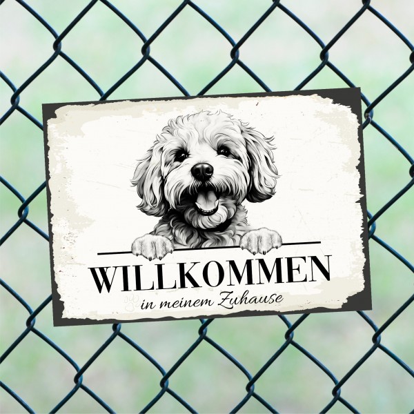 Hundeschild Willkommen Zuhause Bichon Frise Schild Achtung