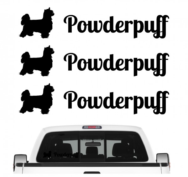 Powder Puff Powderpuff Chinese Crested Chinesischer Schopfhund Dog 3er Set AUTOAUFKLEBER Aufkleber Hunde Hundemotiv by SIVIWONDER