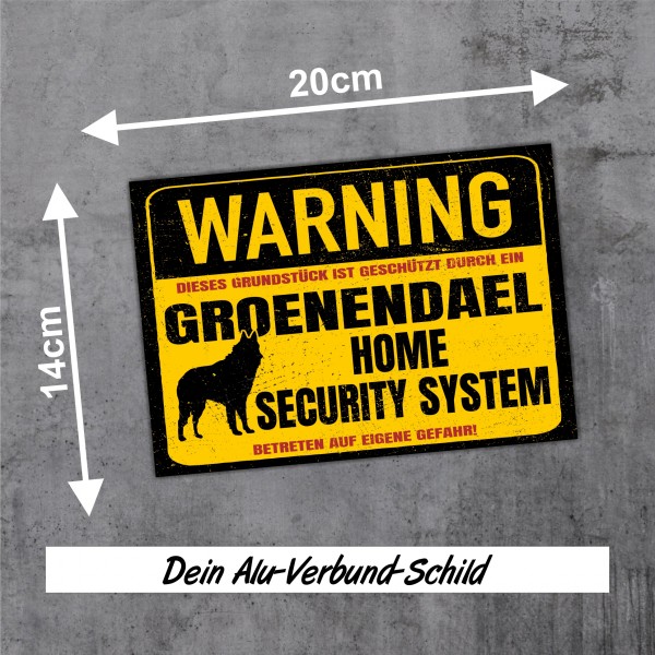 Groenendael Schild Warning Security System Türschild Hundeschild Warnschild Schild Hund