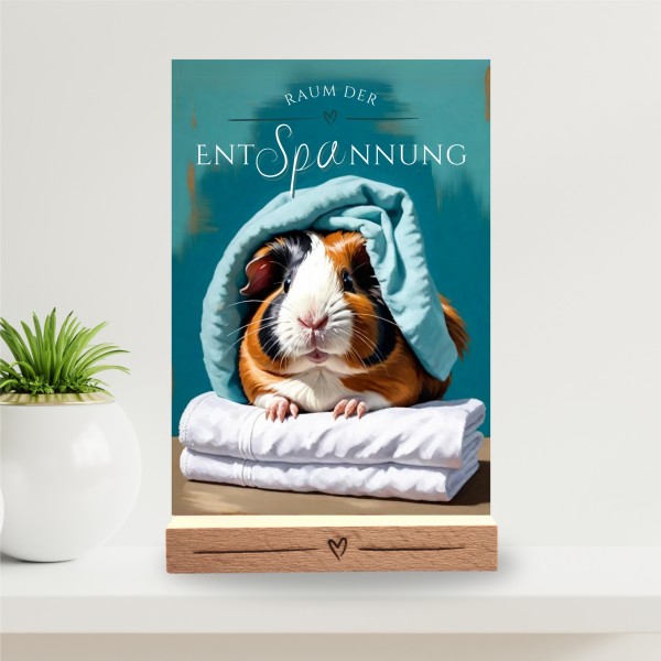 Meerschweinchen Schild Wellness Handtuch Entspannung Schild Spruch