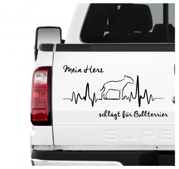 Bullterrier Bully Bull Terrier Gladiator Dog Hundeaufkleber Herz AUTOAUFKLEBER Hunde HEARTBEAT EKG by SIVIWONDER