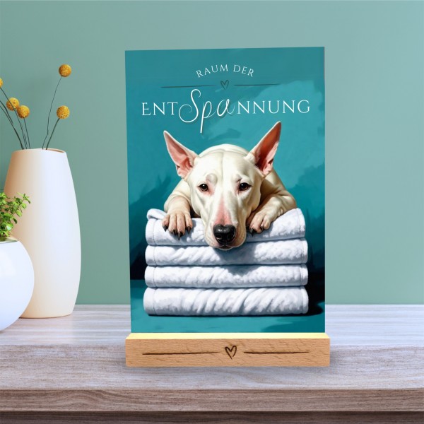 Hundeschild Deko Badezimmer Wellness Bullterrier Bully Schild Spruch