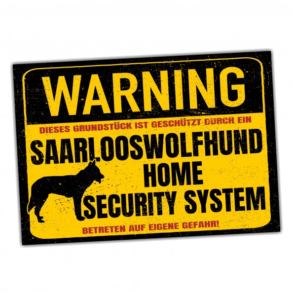 Schild Saarlooswolfhund Wolfhund Wolf Warning Security System Türschild Hundeschild Warnschild Hund
