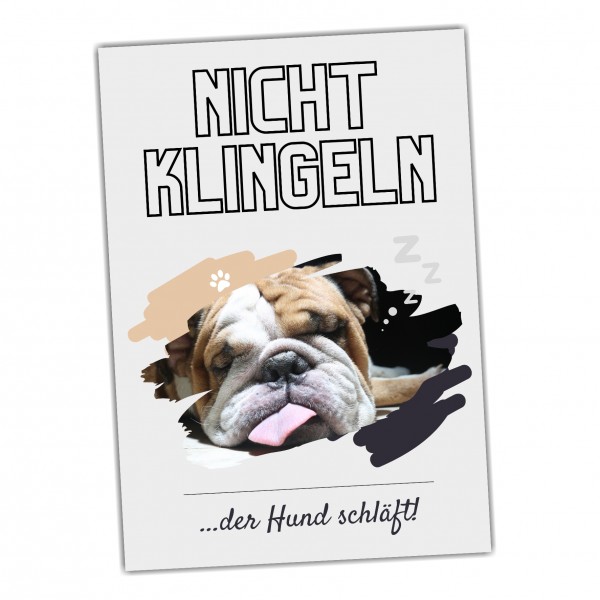Englische Bulldogge Hund nicht klingeln schlafen Schild Dog Hund Spruch Türschild Hundeschild Wall Art Gefährte