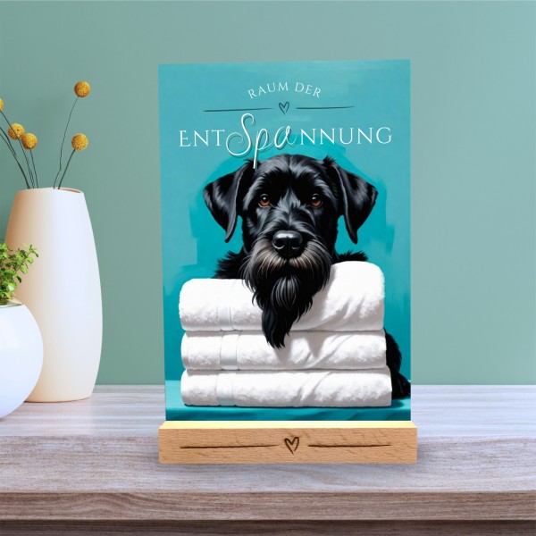 Hundeschild Deko Badezimmer Wellness Riesenschnauzer Schnauzer Schild Spruch