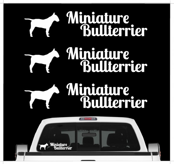 Miniature Bullterrier Mini Bully Bull Terrier Gladiator Dog 3er Set AUTOAUFKLEBER Aufkleber Hunde Hundemotiv by SIVIWONDER