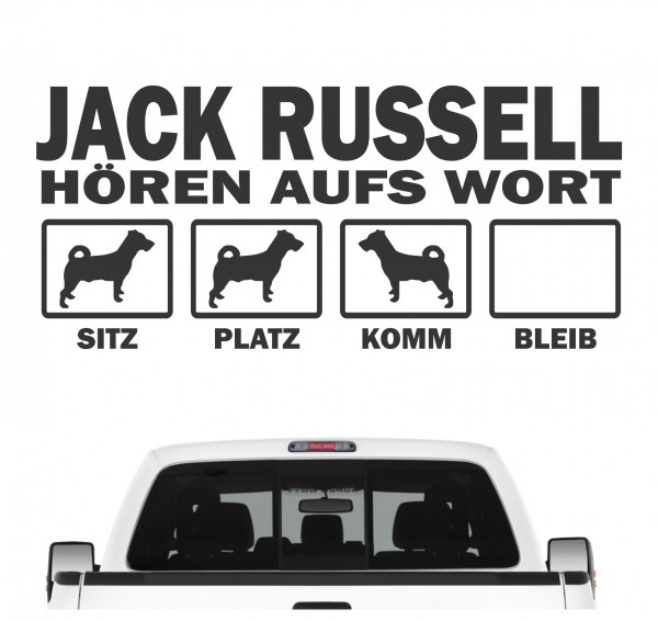 Jack Russell Terrier JRT Jacky Jackie Russel Hört aufs Wort Hunde Aufkleber Sticker Autoaufkleber Wandtattoo Tattoo