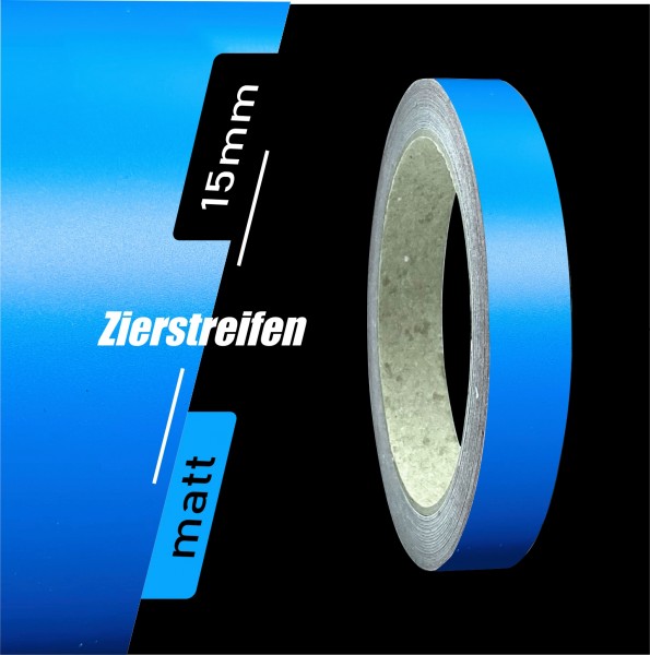 Zierstreifen Matt azurblau azur blau hellblau 15mm in in 10 m Länge für Auto Boot Klebeband Dekorstreifen Tuningstreifen Autofolie Siviwonder