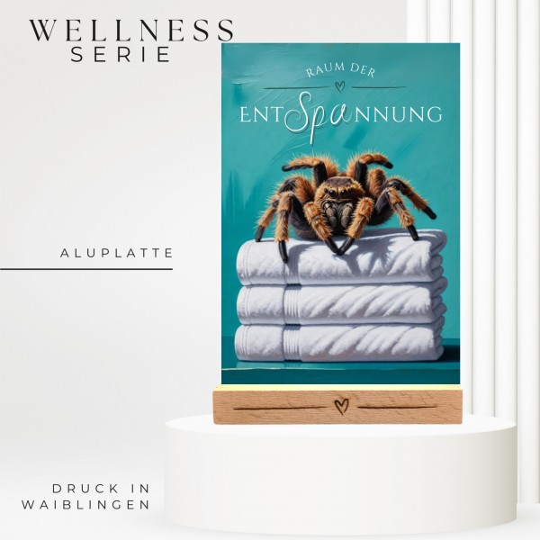 Spinne Vogelspinne Schild Wellness Handtuch Entspannung Schild Spruch