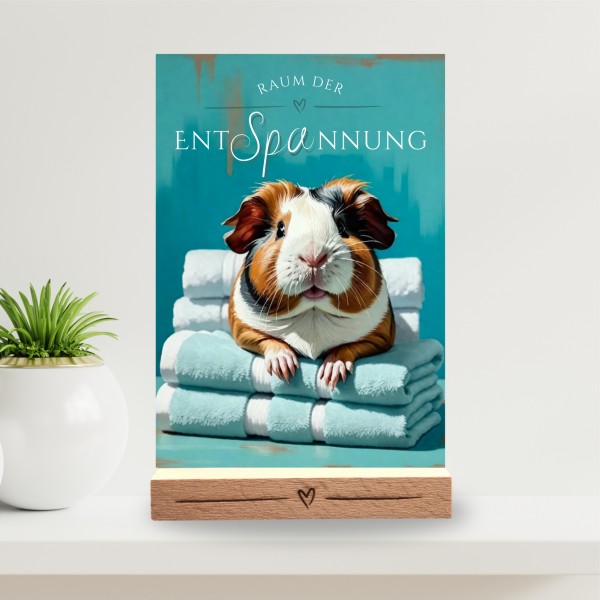 Meerschweinchen Schild Wellness Handtuch Entspannung Schild Spruch