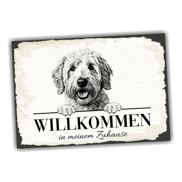 Hundeschild Willkommen Zuhause Goldendoodle Doodle Schild Achtung Spruch Türschild