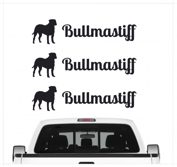 Bullmastiff Mastiff Bulldogge Dog 3er Set AUTOAUFKLEBER Aufkleber Hunde Hundemotiv by SIVIWONDER