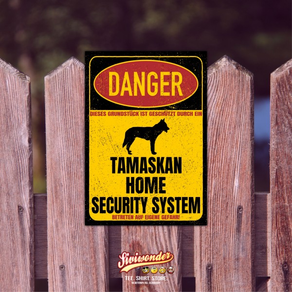 Tamaskan Husky Wolf Dog Wolfhund Wolfshund Türschild Danger Security System Warnschild Hund Schilder Hundeschild