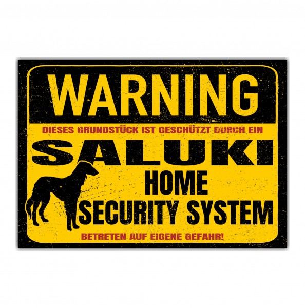 Schild Saluki Tazi Windhund Warning Security System Türschild Hundeschild Warnschild Hund
