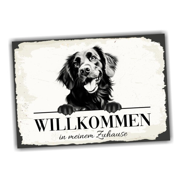 Hundeschild Willkommen Zuhause Flat Coated Retriever Schild Achtung Spruch