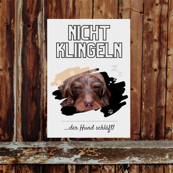 Rauhaardackel Dackel Teckel Dachshund Rauhhaardackel Hund nicht klingeln schlafen Schild Dog Hund Spruch Türschild Hundeschild Wall Art Gefährte
