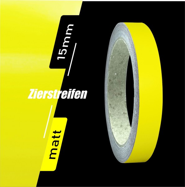 Zierstreifen Matt schwefelgelb gelb 15mm in in 10 m Länge für Auto Boot Klebeband Dekorstreifen Tuningstreifen Autofolie Siviwonder