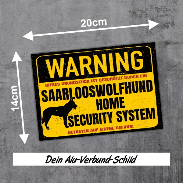 Schild Saarlooswolfhund Wolfhund Wolf Warning Security System Türschild Hundeschild Warnschild Hund