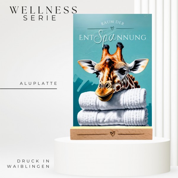 Giraffe Schild Wellness Handtuch Entspannung Schild Spruch