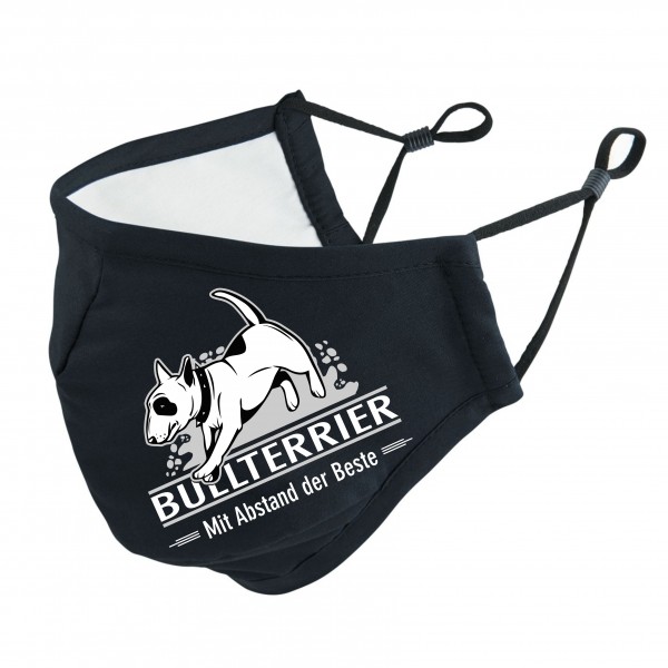 Bullterrier Bully Bull Terrier mit Abstand Maske Mund Nasenschutz Behelfsmaske funny Sprüche by Siviwonder