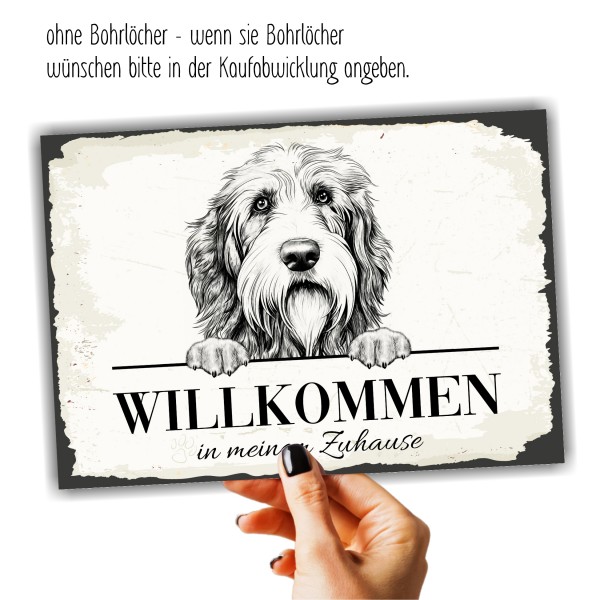 Hundeschild Willkommen Zuhause Bearded Collie Beardie Schild