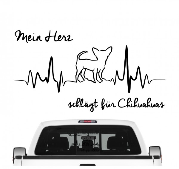 Chihuahua Chi Chis Langhaar Motiv Chiwawa dog Schiwawa Dog Hundeaufkleber Herz AUTOAUFKLEBER Hunde HEARTBEAT EKG by SIVIWONDER