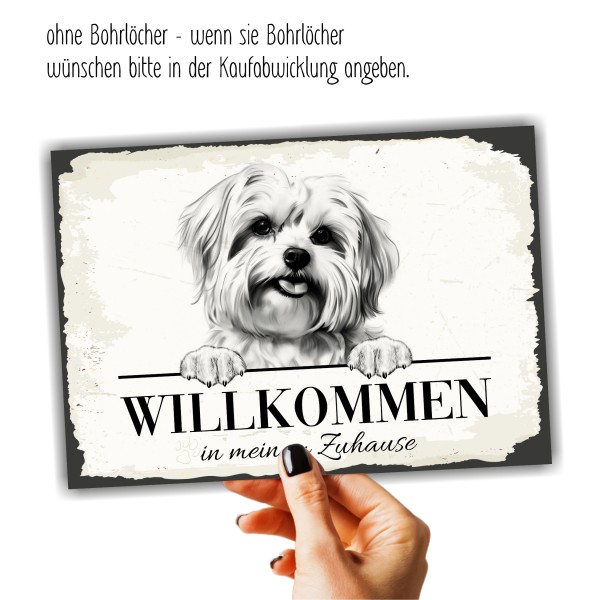 Hundeschild Willkommen Zuhause Malteser Maltese Schild Achtung Spruch